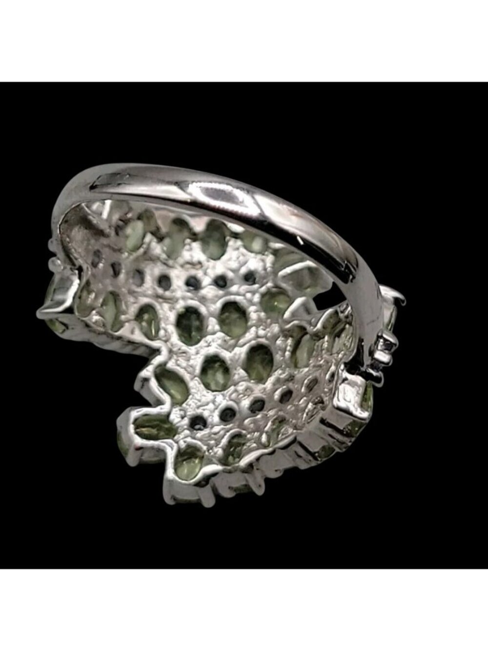 Sterling Silver 925 Peridot Tanzanite Bypass Cluster Ring 9 AS IS Missing Stone - Picture 12 of 14